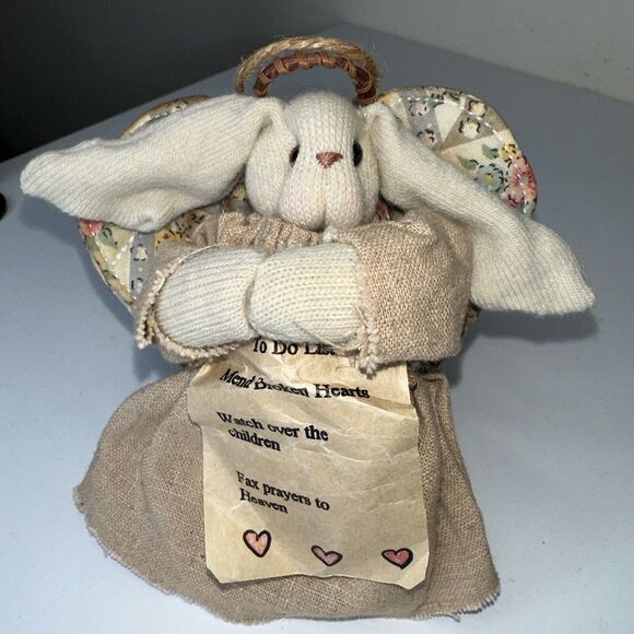 VTG LITTLE LOPS Guardian Angel Bunny Fabric Quilt 1st Ed Collect doll ornament - Picture 1 of 7